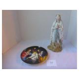 Statue of Mary, Nativity Plate with Stone