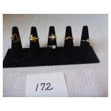 6 Costume Rings (black holder not included)