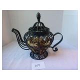 Decorative Wrought Iron Tea Pot with Corks