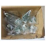 Village Frosted Topiary Trees Set of 8 #52035