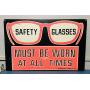 Vintage Metal Safety Glasses Sign, 16" x 14"