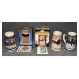 3 Budweiser Steins, 1989, 1996, 2002, 2 with