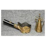 Antique Chinese Iron, Cast iron pot, Brass plant