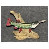 Hand Carved, Painted, Signed, Northern Pike