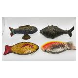 4 Fish Decorations, 2 are Leather zippered