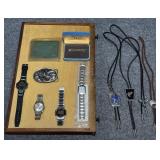4 Bolo Ties, Left Tie might be polished sodalite