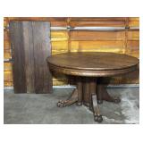 Round Claw Foot Dining Room Table, Oak, 3 Leafs,