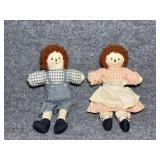 Vtg Raggedy Ann and Andy type Rag Dolls, No Tags,