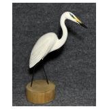 Hand-Carved Great White Egret sculpture