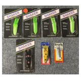 7 SEALED NOS Fishing Lures, 5 SHAKER