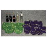 5 Vtg Pop Bottles, 12 Crown Royal Bags