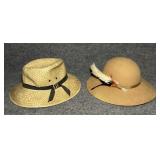 2 Vintage Hats, Excello Georgi 100% wool, Straw