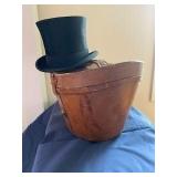 Black Beaver Top Hat Bucket Shaped Hat Box