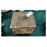 Antique wicker bottle carrier