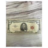 1963 five dollar red seal