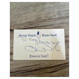 Oliver North signed index card JSA COA