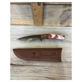 Acid etched knife with sheath