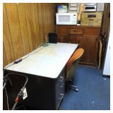 Shop Desk, Chair, Microwave, Radio and