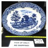 NO SHIP: 18"x14" Large Blue Ironstone Platter, OLD