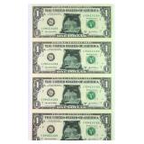 UNCUT Sheet of Iowa Decorated Dollars Display