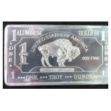 One Troy Ounce .999 Fine Aluminum Bullion Bar