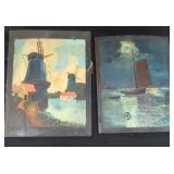 TWO (2) OLD Slightly Bowed Oil on Board Paintings