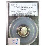 Silver 2004-S Dime PCGS PR69DCAM