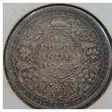 Silver 1943  India-British 1/2 Rupee KM# 552