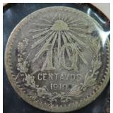 1910 Silver Mexico 10 Centavos KM# 428