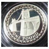 Silver One Pound British Menai Straits Bridge