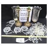 NO SHIP: Antique Candle Holders with extra prizms