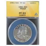 1961 Silver Franklin Half Dollar ANACS PF63 CAMEO