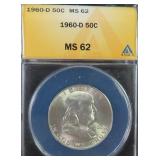 1960-D Silver Franklin Half Dollar ANACS MS62