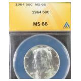 1964 Silver Kennedy Half Dollar ANACS MS66