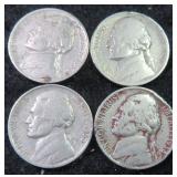 Four (4) 1938 Five Cents