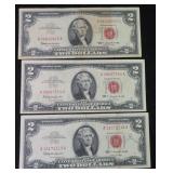 Three (3) 1963 $2 U.S. Notes, Cinco Ranch