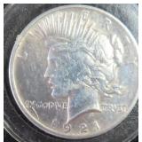 1921 Silver Peace Dollar, High Relief, $26.39