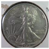 1945-S Silver Walking Liberty Half Dollar, $12.35