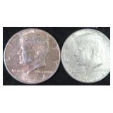 TWO (2) Silver 1964 Kennedy Half Dollars, $26.70