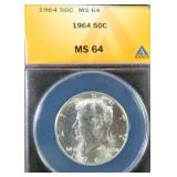 1964 Silver Kennedy Half Dollar ANACS MS64