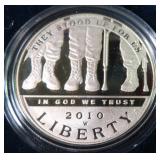 2010 SILVER Disabled Veterans Dollar, PROOF