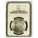 1881 Silver Morgan Dollar NGC MS61