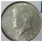 1964 Silver Kennedy Half Dollar, $12.35 Melt