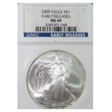 2009 American Silver Eagle NGC MS69 ER $50