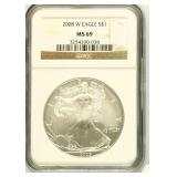 2008 American Silver Eagle NGC MS69 $65