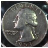 1953-D Silver Washington Quarter, $6.15 Melt Value
