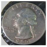 1955 Silver Washington Quarter, $6.15 Melt Value
