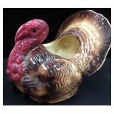 7.5"H Antique Turkey Planter with several small
