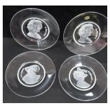 Four (4) Val St. Lambert Crystal 8" Plates