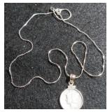 Sterling Silver Chain with Silver Mercury Dime in